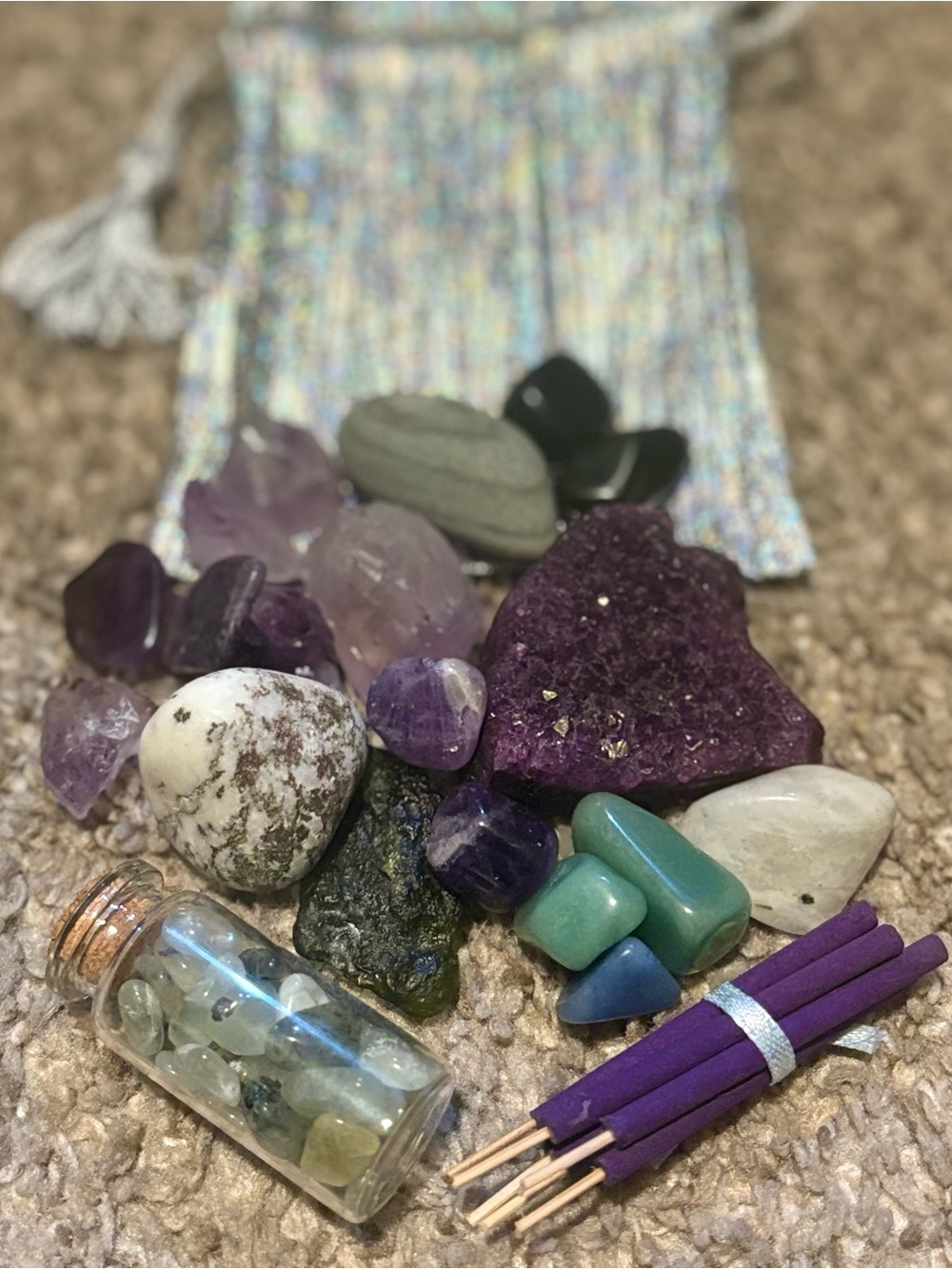 Crystal Accent Set with Lavender Mini Incense
